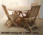 ROUNDFoldingTbl120cm + ARMY Chair 